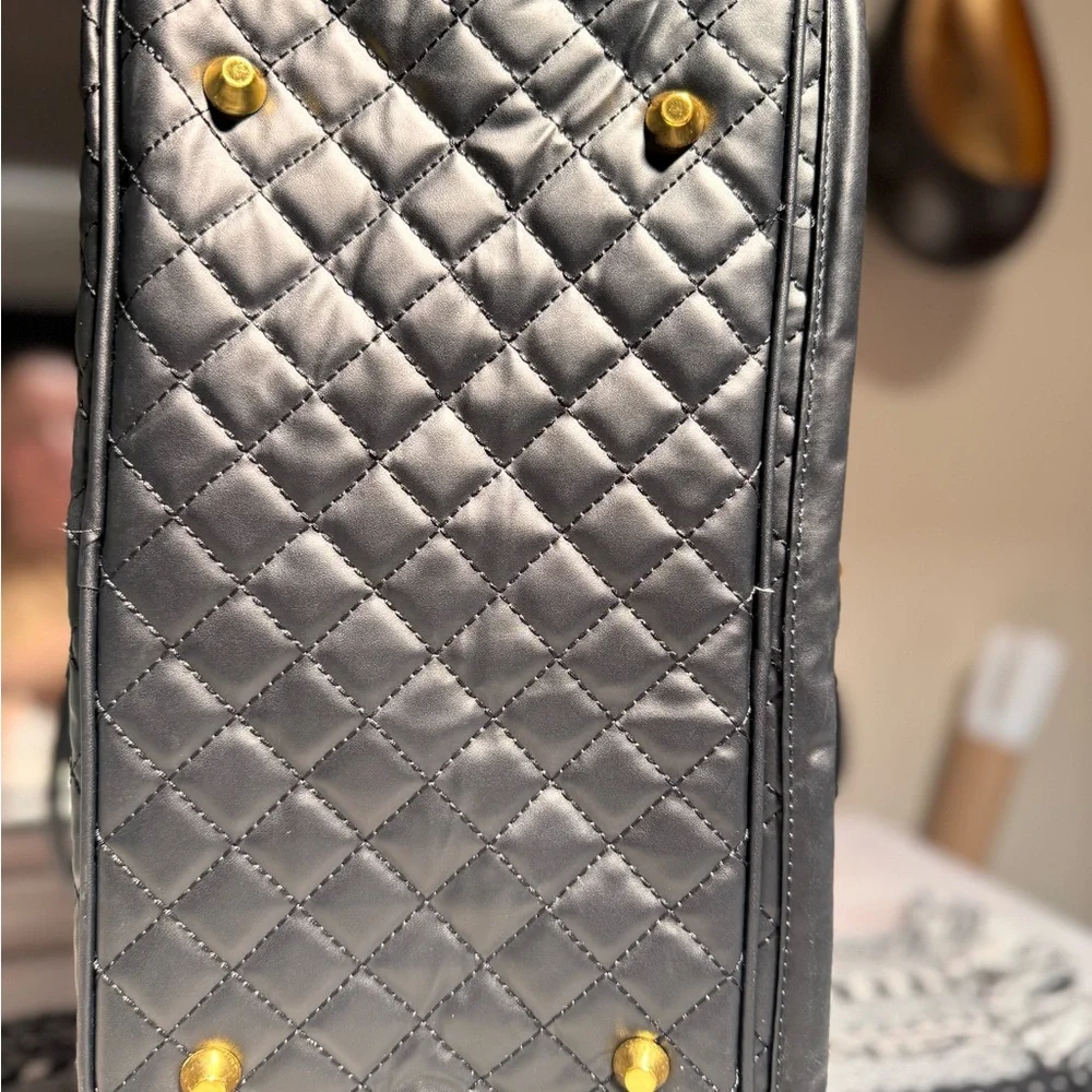 Black Quilted Dog Bag/Carrier with Gold Hardware! New!